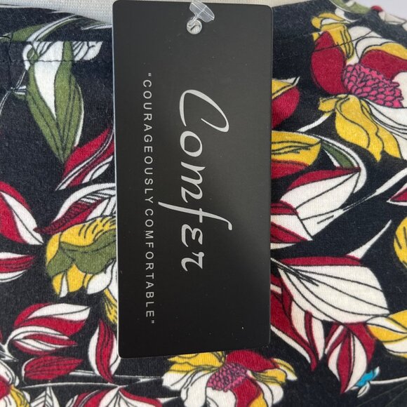 Comfer Dress Womens Small Black Floral New Short Tunic Twee Mini - Picture 8 of 8